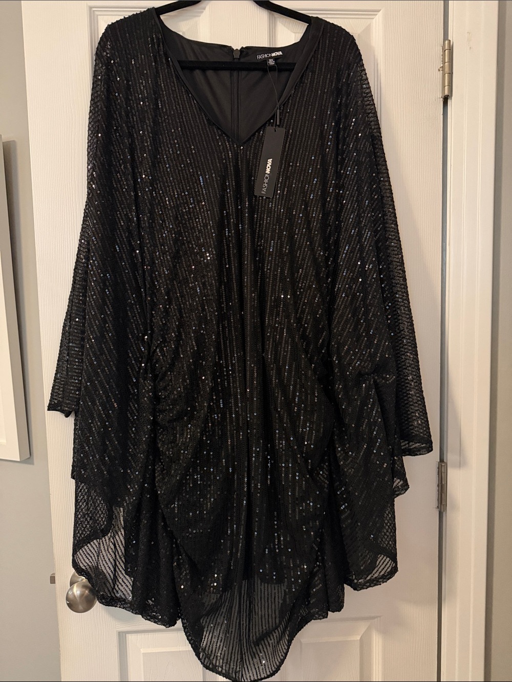 RACHEL Rachel Roy Black Sequined Draped Caftan Tunic